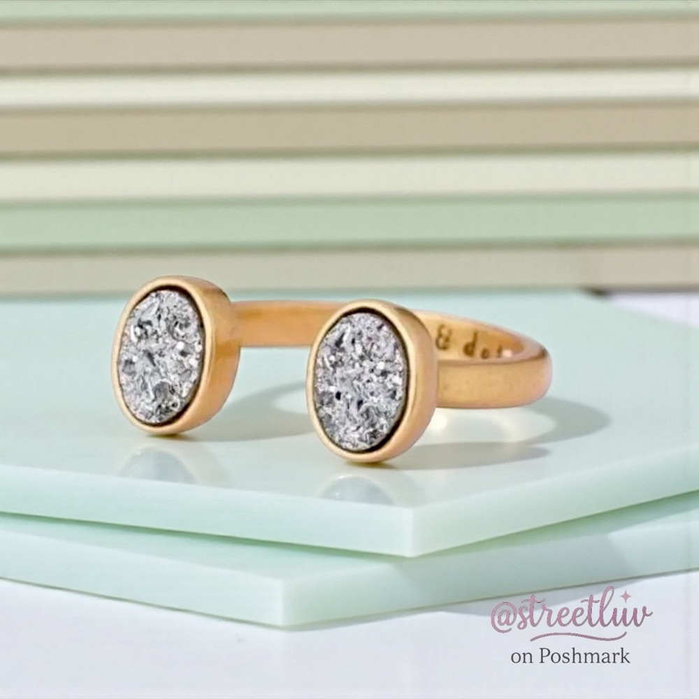 Stella & Dot Druzy Gold Relic Adjustable Ring S-M